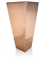 Primrose Frost and Rust-Resistant Outdoor Zinc Flared Square Planter in a Copper Finish 116cm