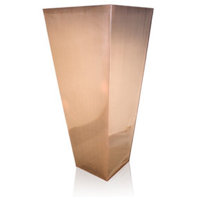 Primrose Frost and Rust-Resistant Outdoor Zinc Flared Square Planter in a Copper Finish 116cm