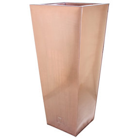 Primrose Frost and Rust-Resistant Outdoor Zinc Flared Square Planter in a Copper Finish 70cm