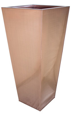 Primrose Frost and Rust-Resistant Outdoor Zinc Flared Square Planter in a Copper Finish 89cm