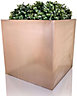 Primrose Frost and Rust-Resistant Outdoor Zinc Square Cube Planter in a Copper Finish 40cm