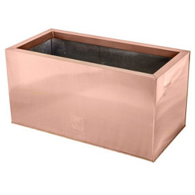 Primrose Frost and Rust-Resistant Outdoor Zinc Trough Planter in a Copper Finish 70cm