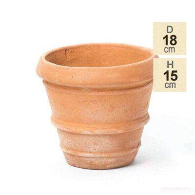 Primrose Garden Terracotta Round Rolled Rim Patio Planter Pot 17.5cm