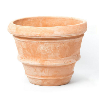 Primrose Garden Terracotta Round Rolled Rim Patio Planter Pot 34.5cm