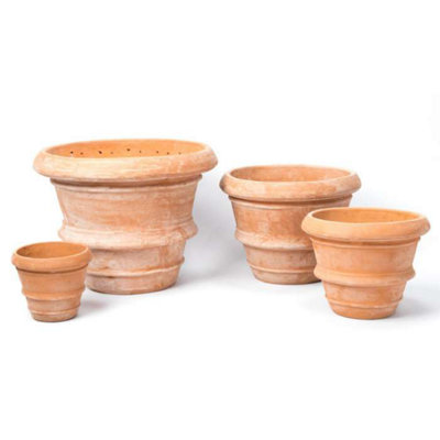 Primrose Garden Terracotta Round Rolled Rim Patio Planter Pot 34.5cm
