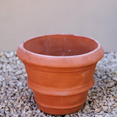 Buy Primrose Garden Terracotta Round Rolled Rim Patio Planter Pot 44 ...