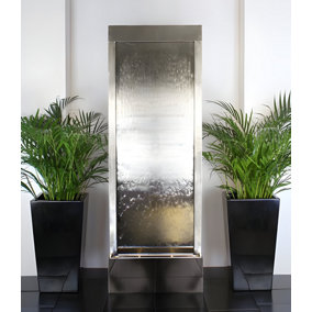 Primrose Giant Brushed Stainless Steel Silver Water Wall Cascade Commercial Water Feature 174cm