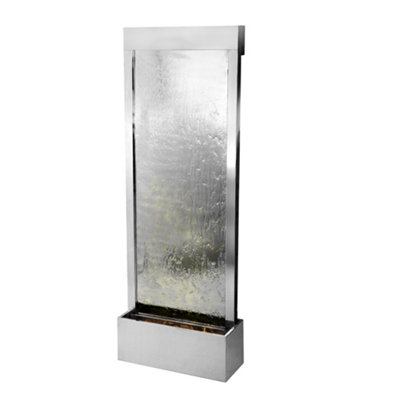 Primrose Giant Brushed Stainless Steel Silver Water Wall Cascade Commercial Water Feature 174cm