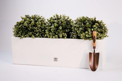 Primrose Gloss Fibreglass Trough Planter in White 98cm
