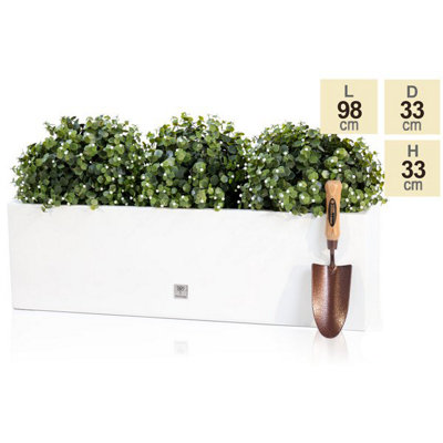 Primrose Gloss Fibreglass Trough Planter in White 98cm