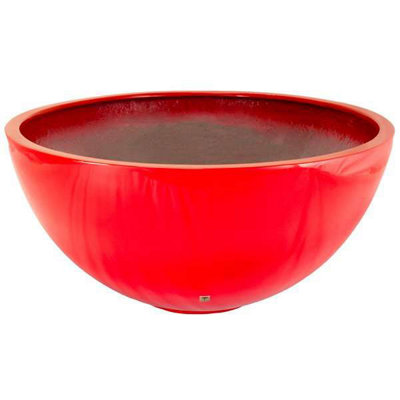 Primrose Gloss Red Garden Outdoor Fibreglass High Low Bowl Planter 72cm