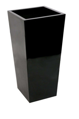 Primrose Gloss Tall Flared Square Fibreglass Planter Black 120cm