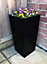 Primrose Gloss Tall Flared Square Fibreglass Planter in Black  90cm x 40cm