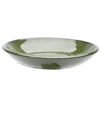 Primrose Green Glazed Ceramic Bird Bath 39cm
