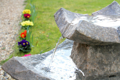 Primrose Grey Pavillion Tiered Solar Powered Bird Bath Water Feature 62cm