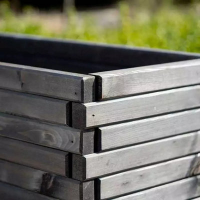 Primrose Grey Pine Wood Rectangle Raised Trough Outdoor Garden Planter in 110cm