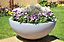 Primrose Grey Polystone Lismore Low Round Indoor Outdoor Garden Planter 70cm