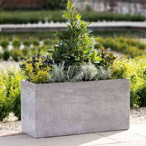 Primrose Grey Trough Handmade Fiberstone Planter 100cm