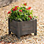 Primrose Grey Wooden Cube Patio Timber Planter Garden Flower Pot Planter 40cm