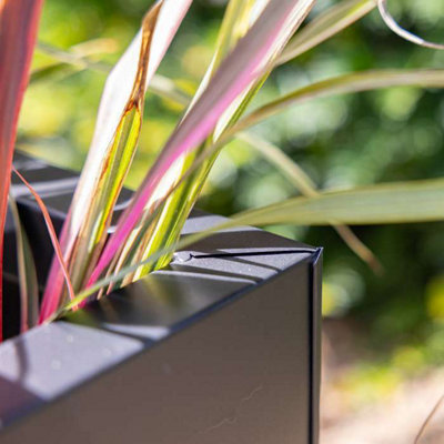 Primrose Gunmetal Black Galvanised Zinc Rectangular Garden Planter ...