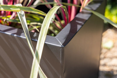 Primrose Gunmetal Black Galvanised Zinc Rectangular Garden Planter ...