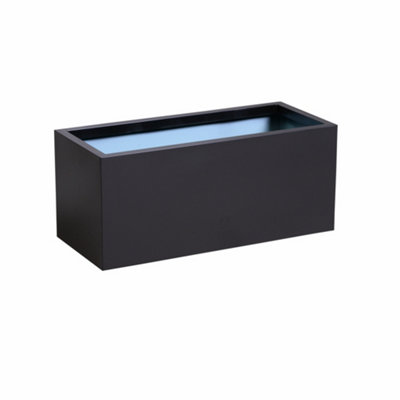 Primrose Gunmetal Black Galvanised Zinc Rectangular Garden Planter Plant Pot XL 100cm x 40cm
