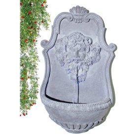 Primrose H83cm Zeus Lead Finish Water Feature Garden Wall Mounted Fountain with LED Lights H83cm