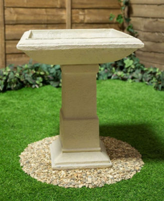 Primrose Hatfield Cast Natural Stone Effect Outdoor Garden Bird Bath 51cm