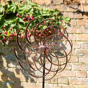 Primrose Holywell Wave Wind Spinner in Bronze Whirlygig Pinwheel Ornament Decoration 43cm