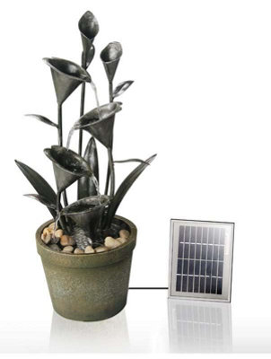 Primrose Howden Flower Solar Powered Cascading Metal Water Feature H66cm