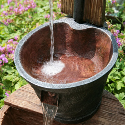 Primrose Iron Tap, Bucket & Barrel Cascading Water Feature H62cm