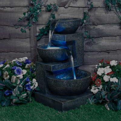 Primrose Kendall Stone Effect 3-Tier Cascading Garden Fountain Water ...
