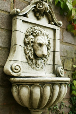 Primrose King Lion Head Wall Mounted Water Feature Drinking Fountain 50cm