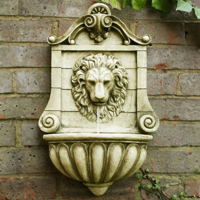 Primrose King Lion Head Wall Mounted Water Feature Fountain 50cm