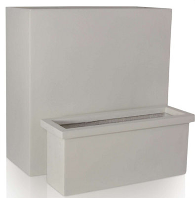 Primrose Large Cream Tall Trough Fibrecotta Planter with Insert 91cm x 36cm - 4