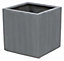 Primrose Large Grey Polystone Cube Planter with Drainage Hole and Bung 40cm