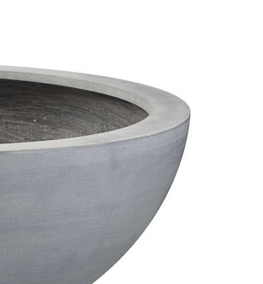 Primrose Large Grey Polystone Lismore Low Round Indoor Outdoor Garden ...