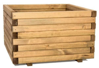 Primrose Large Wooden Pine Raised Cube Planter Treated Pine & Responsibly Sourced 60cm