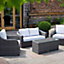 Primrose Living Classic Rattan 4 Seater Garden Furniture Sofa Set with Coffee Table in Stone