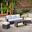 Primrose Living Classic Rattan 5 Seater Garden Furniture Sofa Set with Coffee Table and Footstools in Stone