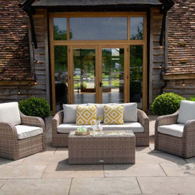 Primrose Living Classic Rattan 5 Seater Garden Furniture Sofa Set with Coffee Table