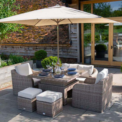 6 seater rattan garden on sale furniture with parasol