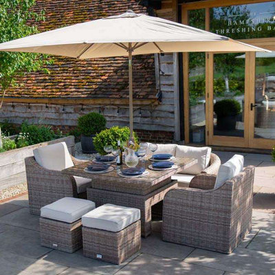 6 seater garden best sale furniture set with parasol