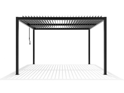 Primrose Living Deluxe Charcoal Veranda with Louvered Shutter Roof 3m x 4m