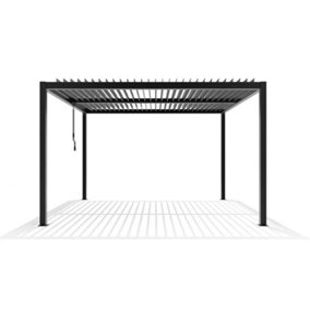 Primrose Living Deluxe Charcoal Veranda with Louvered Shutter Roof 3m x 4m