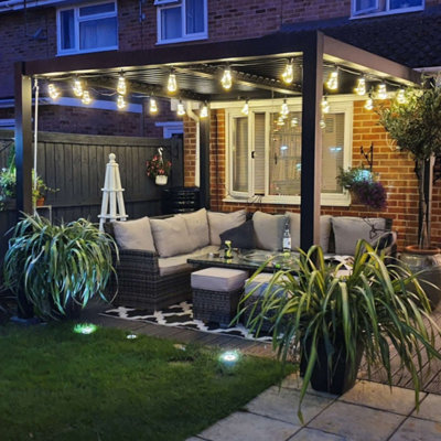 Primrose Living Deluxe Charcoal Veranda with Louvered Shutter Roof 6m x 3m