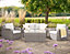 Primrose Living Luxury Rattan 4 Seater Modular Garden Furniture Sofa Set with Coffee Table in Stone
