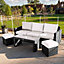 Primrose Living Luxury Rattan Iris 5 Seater Garden Furniture Sofa Set with Open Coffee Table in Stone