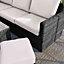 Primrose Living Luxury Rattan Iris 5 Seater Garden Furniture Sofa Set with Open Coffee Table in Stone