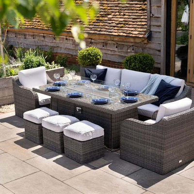 Primrose Living Luxury Rattan Peony 8 Seater Garden Furniture Sofa